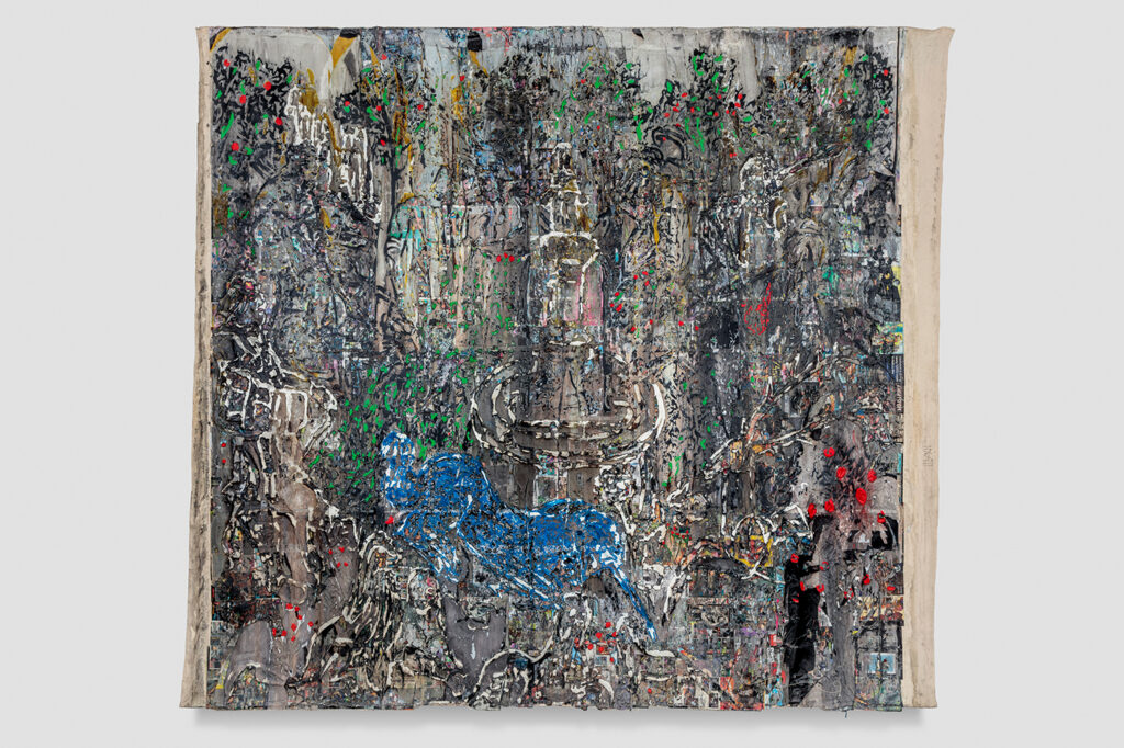 bradford-The-Unicorn-Purifies-Water-2020-Mixed-media-on-canvas-365.8-x-401.3-cm-144-x-158-in--Mark-Bradford-Courtesy-the-artist-and-Hauser-Wirth-Photo-Joshua-White-JWPictures